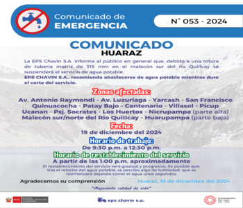 Suspensión de servicio en Aija