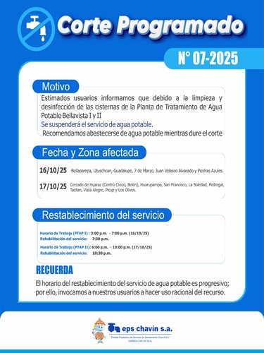 Corte programado en Huaraz