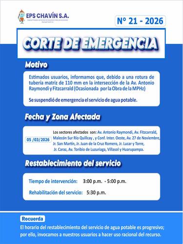 Corte programado en Huaraz
