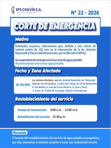 Corte programado en Huaraz