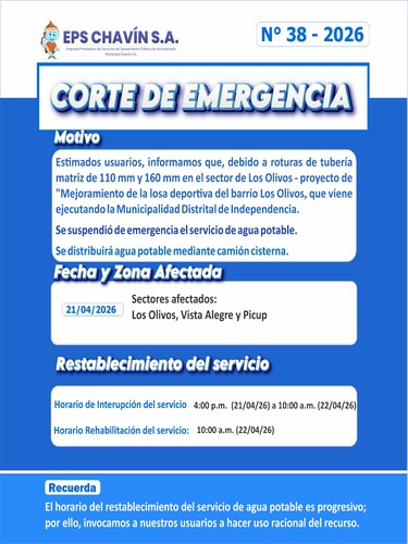 Corte programado en Huaraz