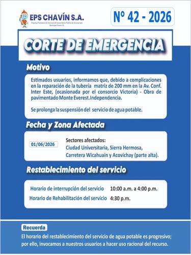 Corte programado en Huaraz