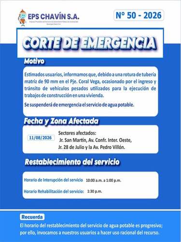 Corte programado en Huaraz